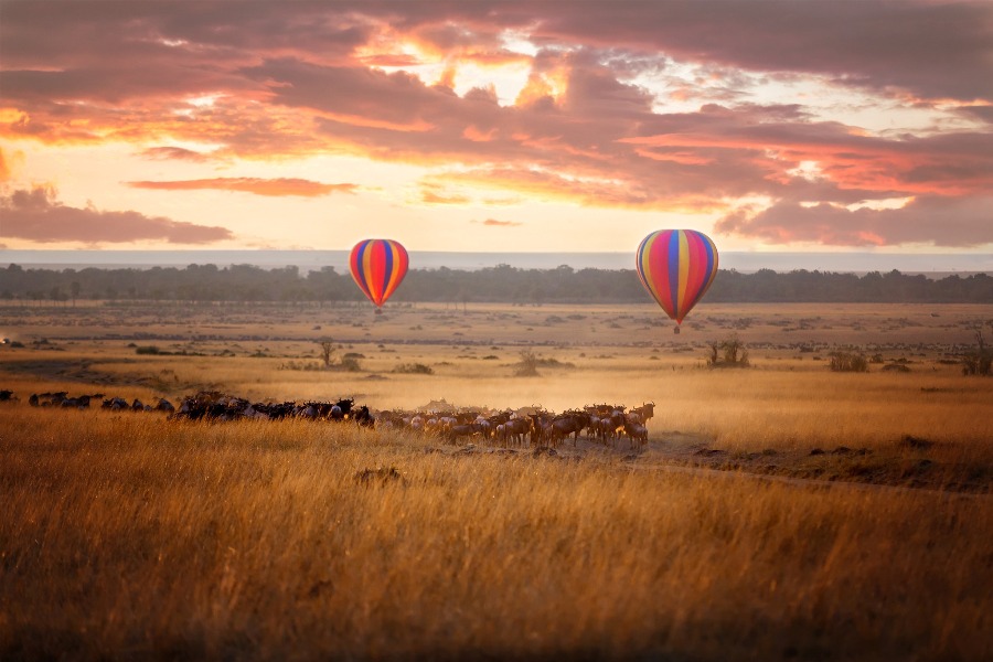 Tourists joining a luxury balloon safari in Nairobi.